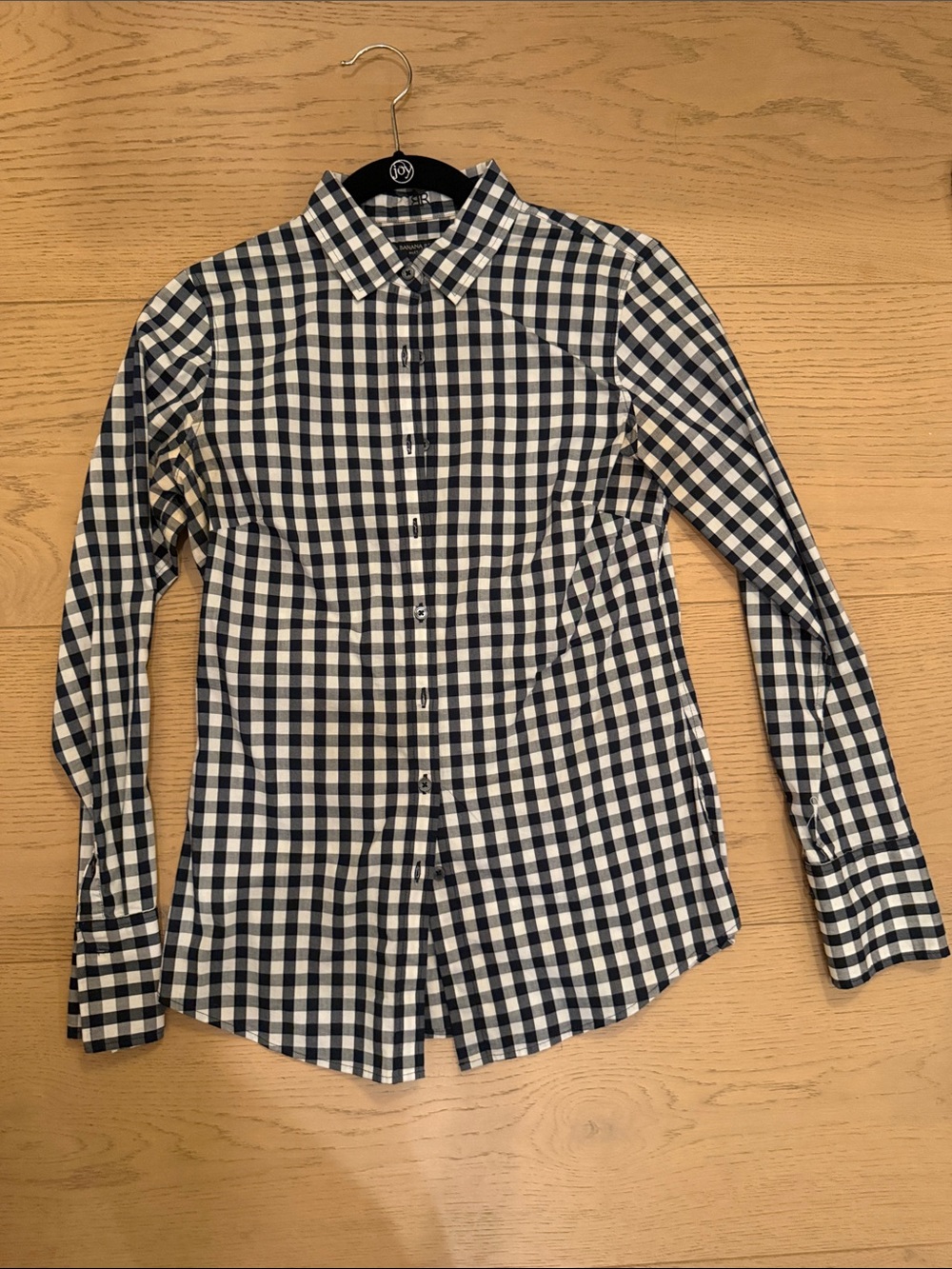Banana Republic Riley Taylor Fit Navy and White Gingham Button-Down Shirt